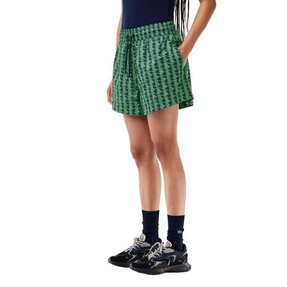 Lacoste Womens/Ladies Monogram Shorts / Green/Blue